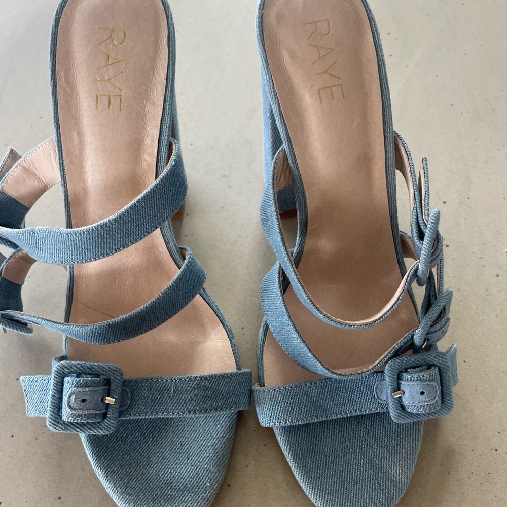 Raye Denim Heels. 4” Heel